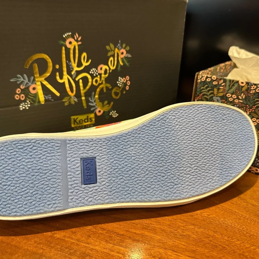 New Women's Keds Rifle Paper Co. Floral Print Sneakers Casual Shoes size 7.5 U.S - Picture 6 of 10